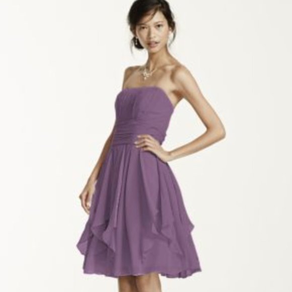 David's Bridal Dresses & Skirts - David's Bridal Wisteria Purple Ruffle Bridesmaid Strapless Dress Sz 18, F14169